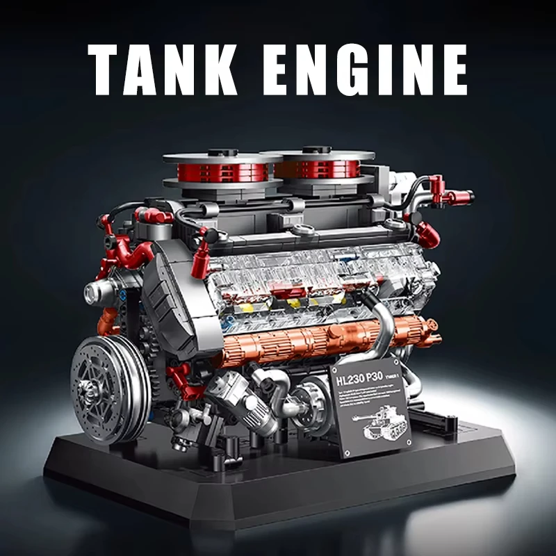 

Строительные блоки с имитацией двигателя тигра, 1200 + шт., сверхмощная модель бронированного автомобиля, технические игрушки «сделай сам», подарок для взрослых и детей