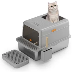 Caja de arena cerrada para gatos: control olores y fácil limpieza