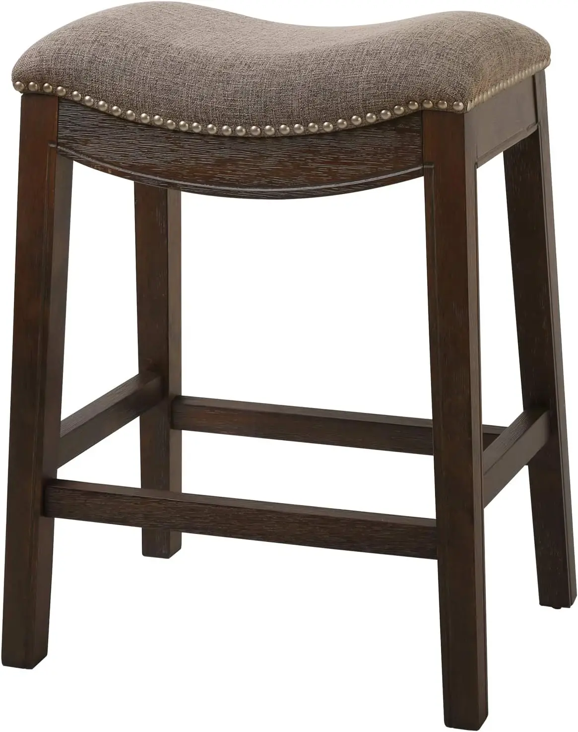 Assento 25.7 polegadas Backless Barstool madeira com assento estofado, altura contrária, cinza