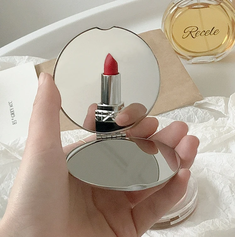 휴대용 여성용 스테인리스 스틸 메이크업 거울 손거울 접이식 화장 거울 다양한 모양