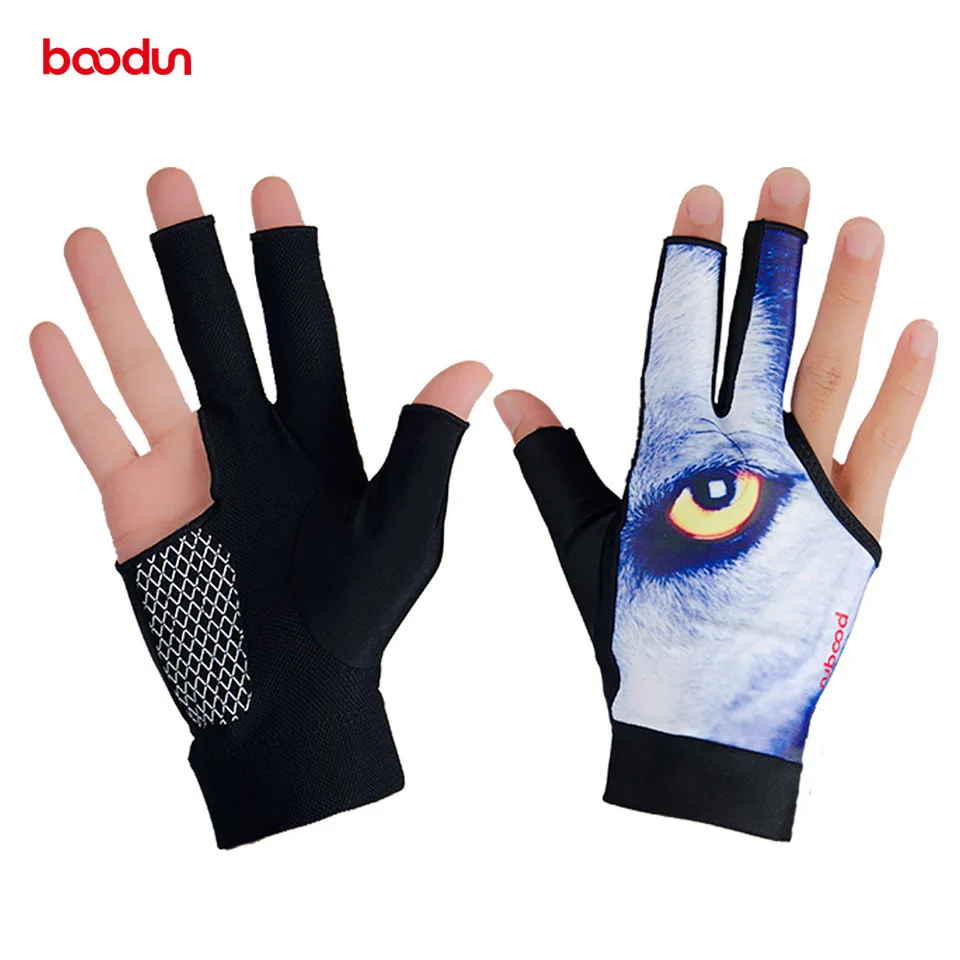 Billiard Glove Left Hand Digital Printing Pattern Carom Snooker Glove 3 Fingers Professional Pool Cue Glove Billiard Accessories