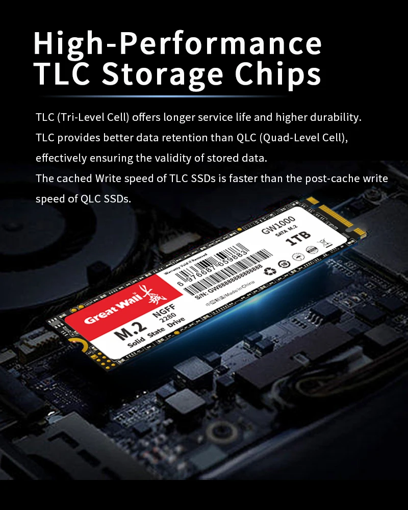 Great Wall M.2 SSD SATAIII disco duro 128GB 256GB 512GB 1TB 2TB disco HDD 2280 NGFF M2 SATA para ordenador portátil de escritorio