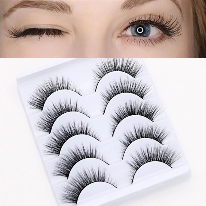 NEW 5Pairs Mink Eyelashes Natural Long 3D Mink Lashes Handmade Fake Lashes Makeup False Eyelash Short Soft Reusable Lashes