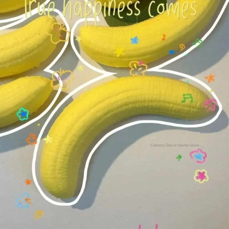 Banana Squishy Simulated Kawaii Soft Sensory Fidget Ball Hand Relax PU Material Yellow Banana Fidget Home Accessories