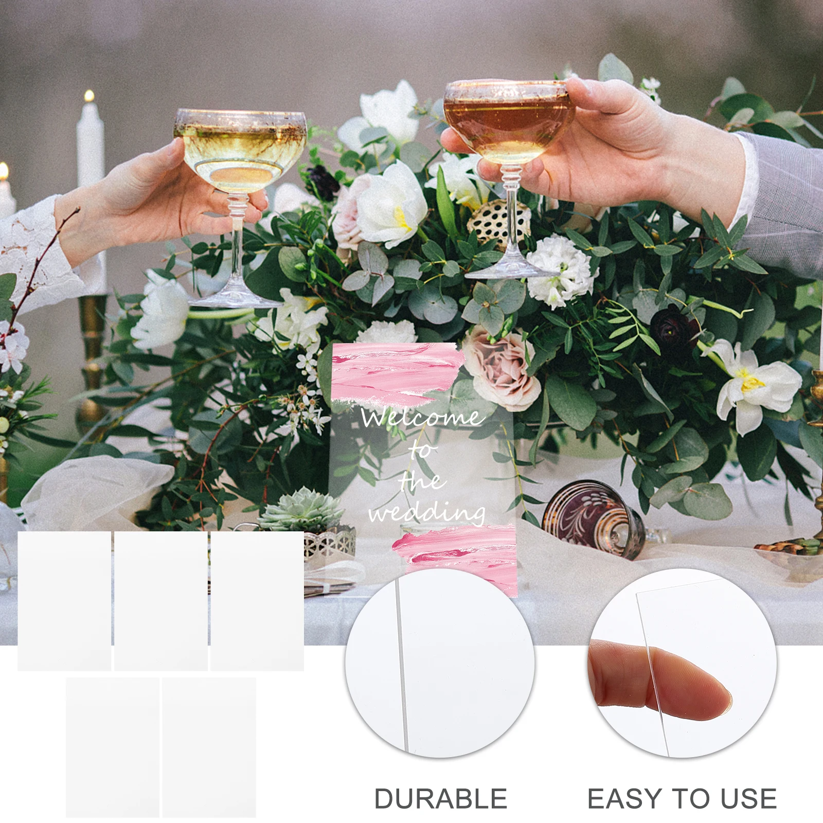 

5 Pcs Acrylic Wedding Card Small Signage Decor Decoration Welcome Party Decorative