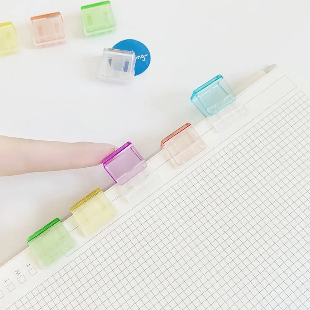 High Quality Candy Color Letter Paper Clip Transparent Plastic Push Clip Multi-function Corner Clip Stationery
