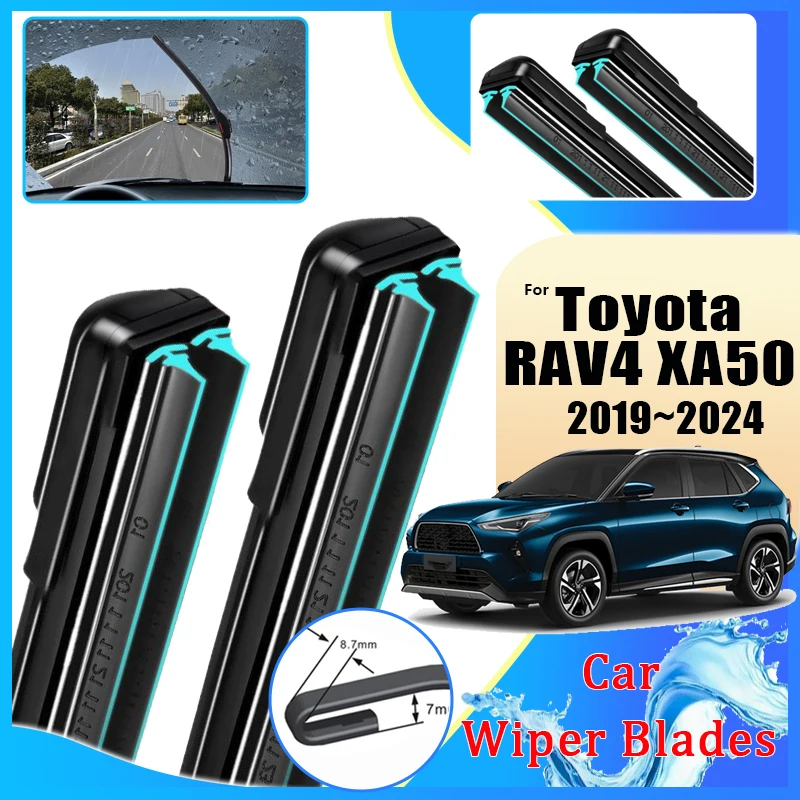 Car Wiper Blades For Toyota RAV4 XA50 2019~2022 2023 2024 Double Rubber Strip Wipe Cleaning Brushes Windshield Auto Accessories