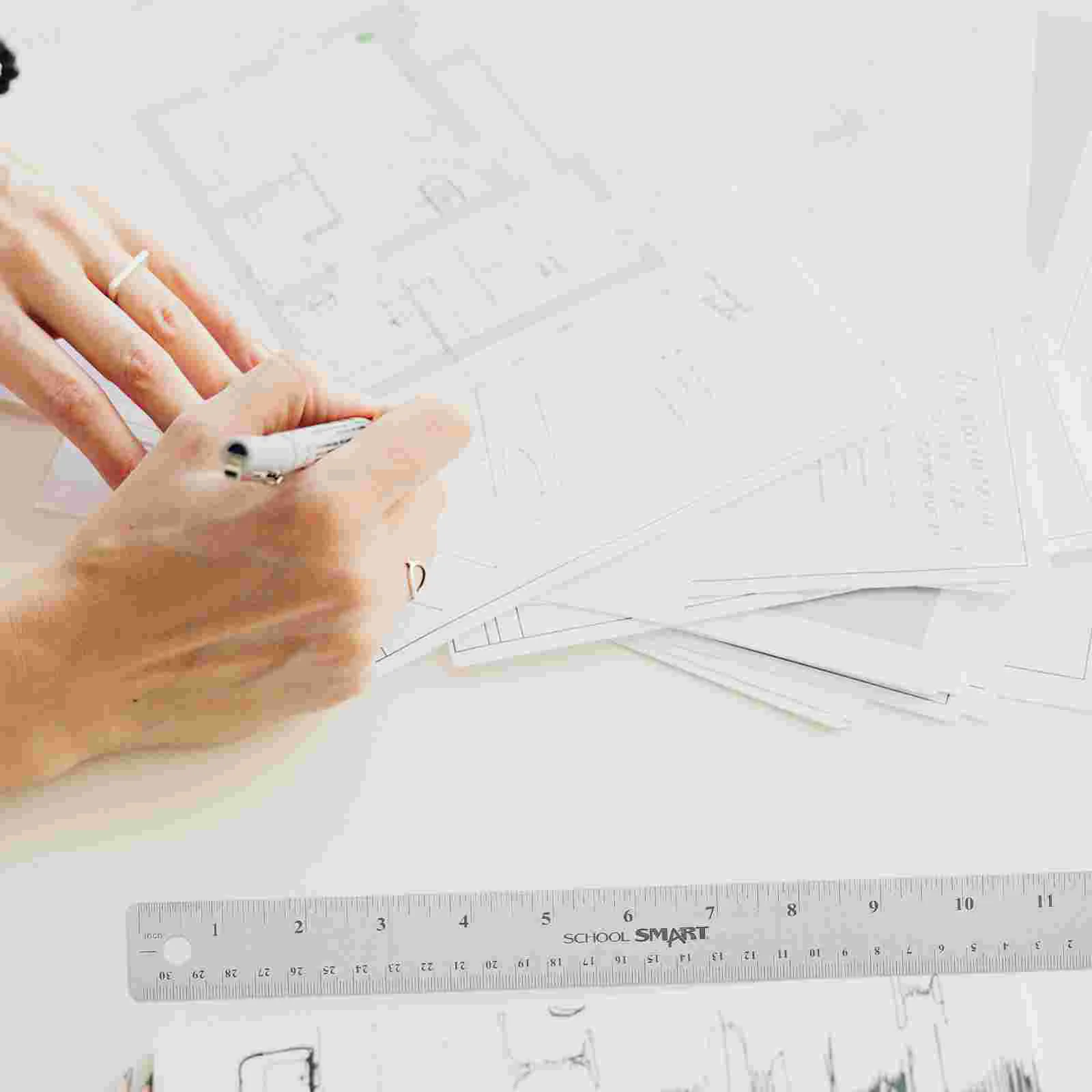 2 Pcs Metal Ruler Carpenter Cork Stainless Steel Student Rulers Bulk 3000X350X050CM Wooden Machinist