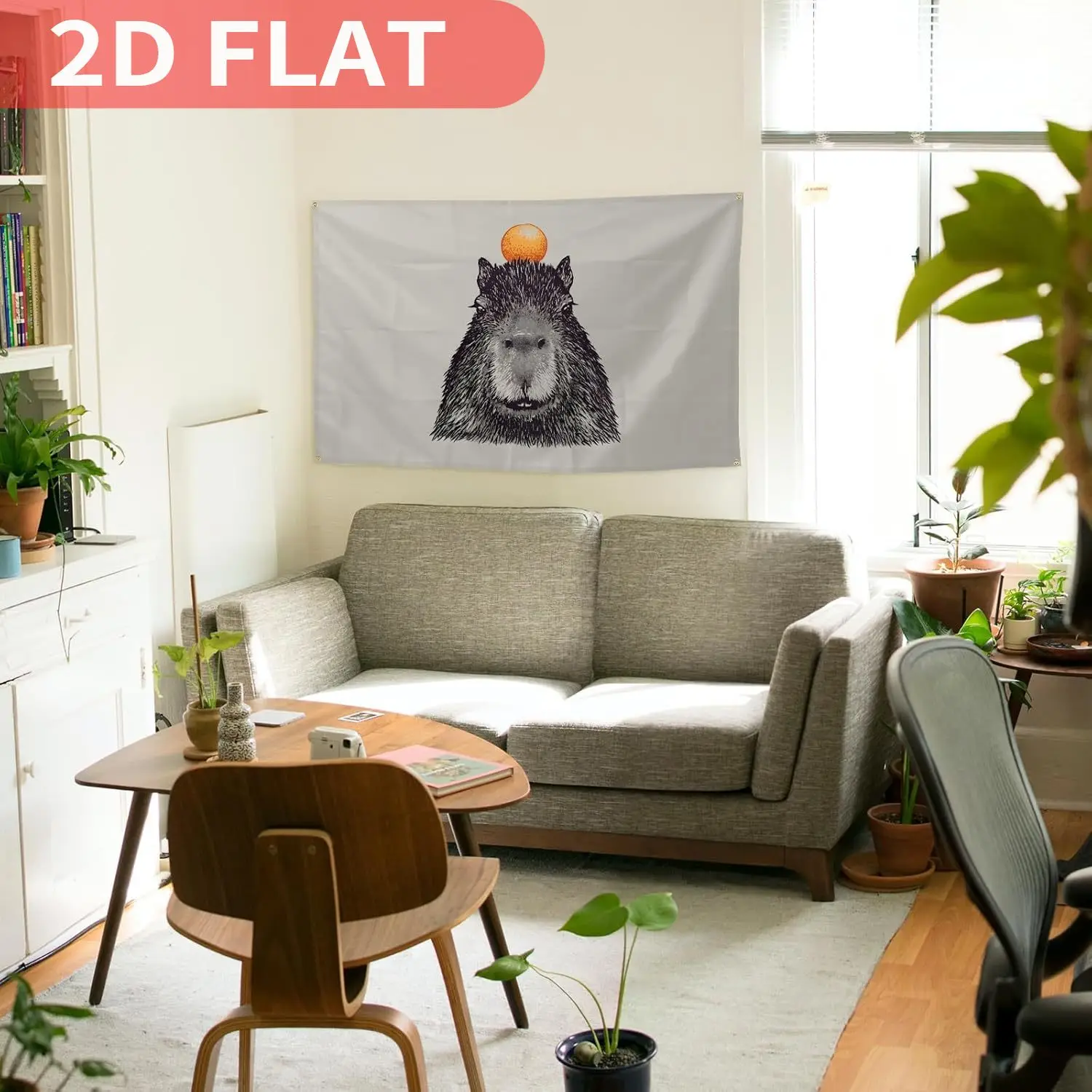 1pc Capybara Tapestries, Wall Carpets, Aesthetic Decorative Durable Polyester 3x5 FT Flag, Suitable For Indoor And Outdoor Decor - view 4