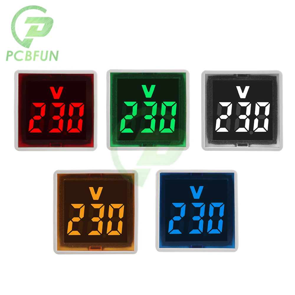 AC 220V 30MM Square EU Plug LED Digital AC Voltmeter Indicator Power Line Voltage Test Monitor  50~500V