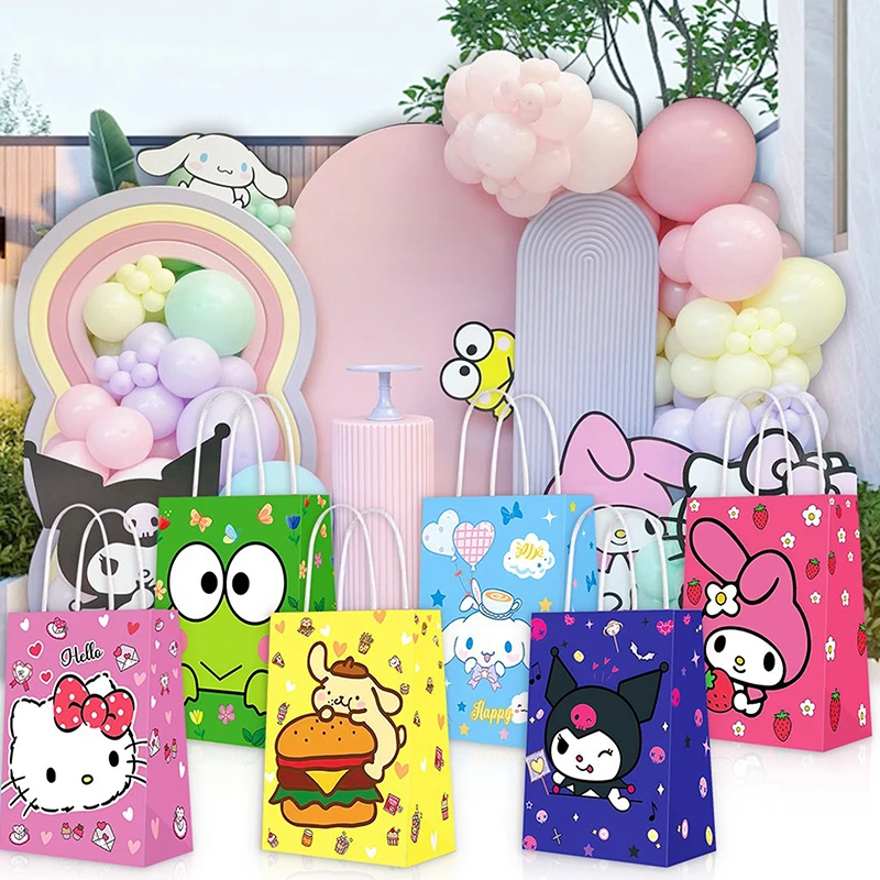 Cartoon Sanrios Anime Kraft Paper Bag Candy Cookie Gift Bag Shopping Handbag Birthday Party Gifts Package Bags