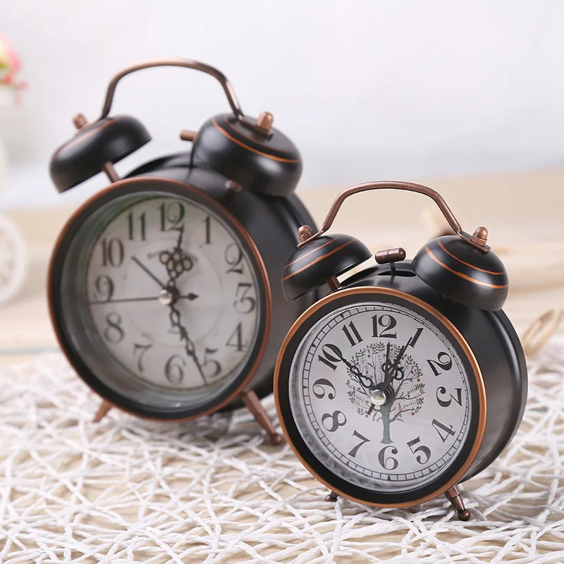 

Retro Clock Double Bell Children's Alarm Clock 4 Inch With Night Light Snooze Alarm Clock Desktop Decoration