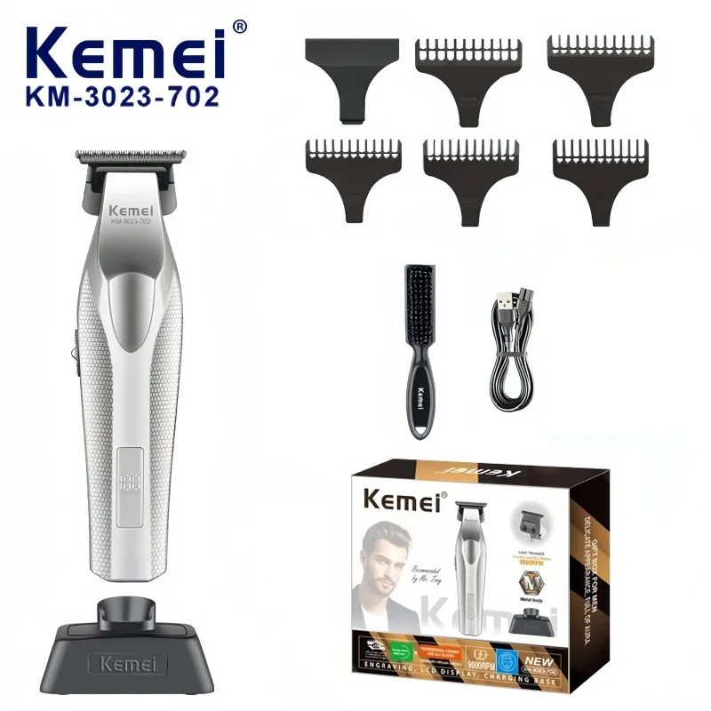 

Professional Cordless Hair Clipper - Metal Body, Barber-Grade Trimmer for Precision Haircuts Kemei KM-3023-702 kemei Trimmer