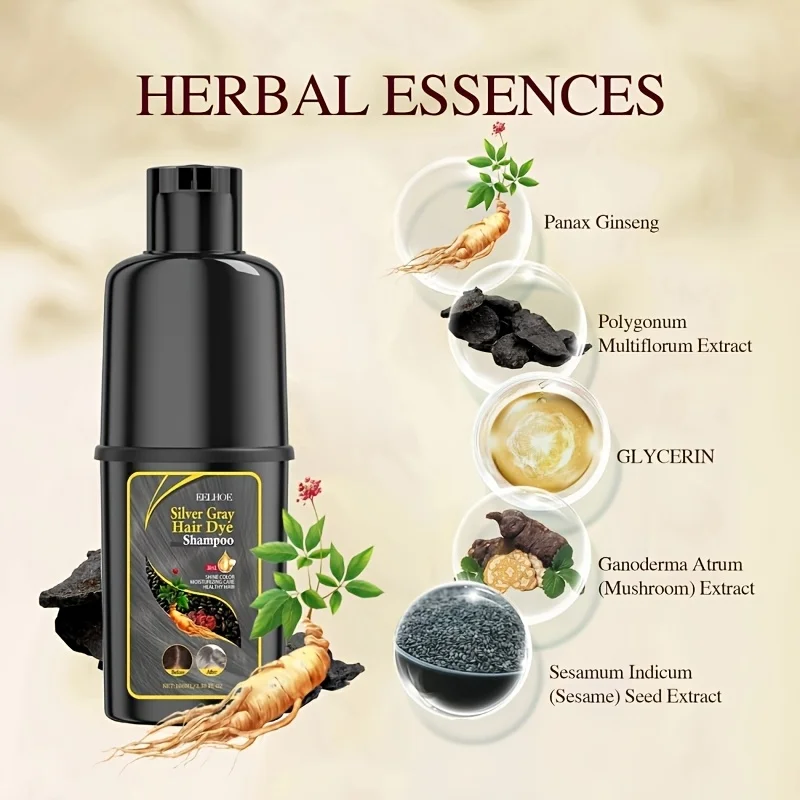 2 قطعة شامبو صبغ الشعر الفضي 3 في 1 مصنوع من أصباغ نباتية طبيعية تحديث ترطيب آمن لفروة الرأس لأنواع الشعر العادي
