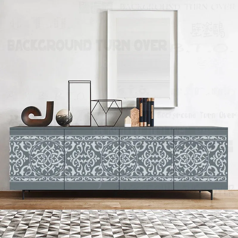 

Большой трафарет для стен 62-124 см, многоразовый текстурированный шаблон для гипсовых стен, весы для промышленной мебели, потертая декоративная живопись