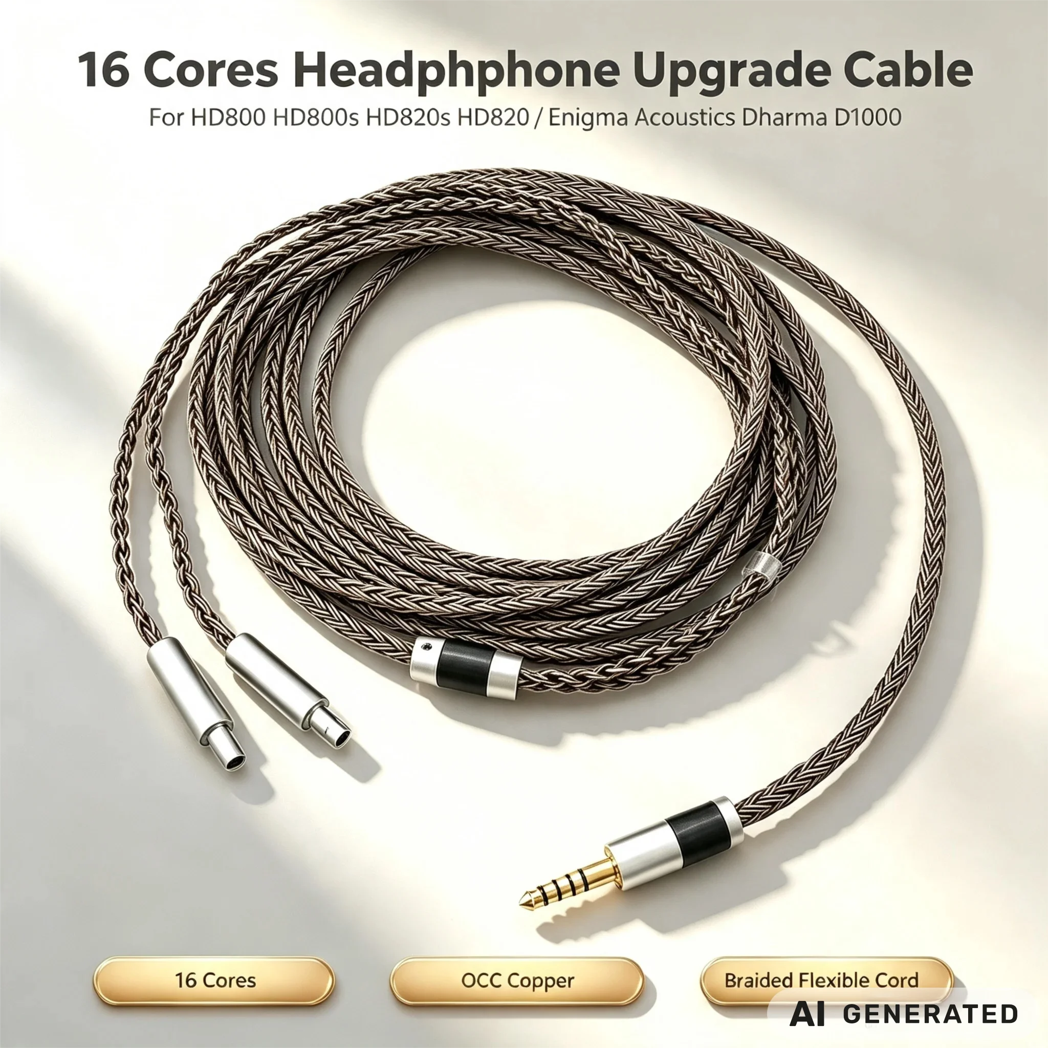 Cavo per Cuffie HiFi XLR 4.4 2.5 3.5mm 16 Core per HD800 HD800s