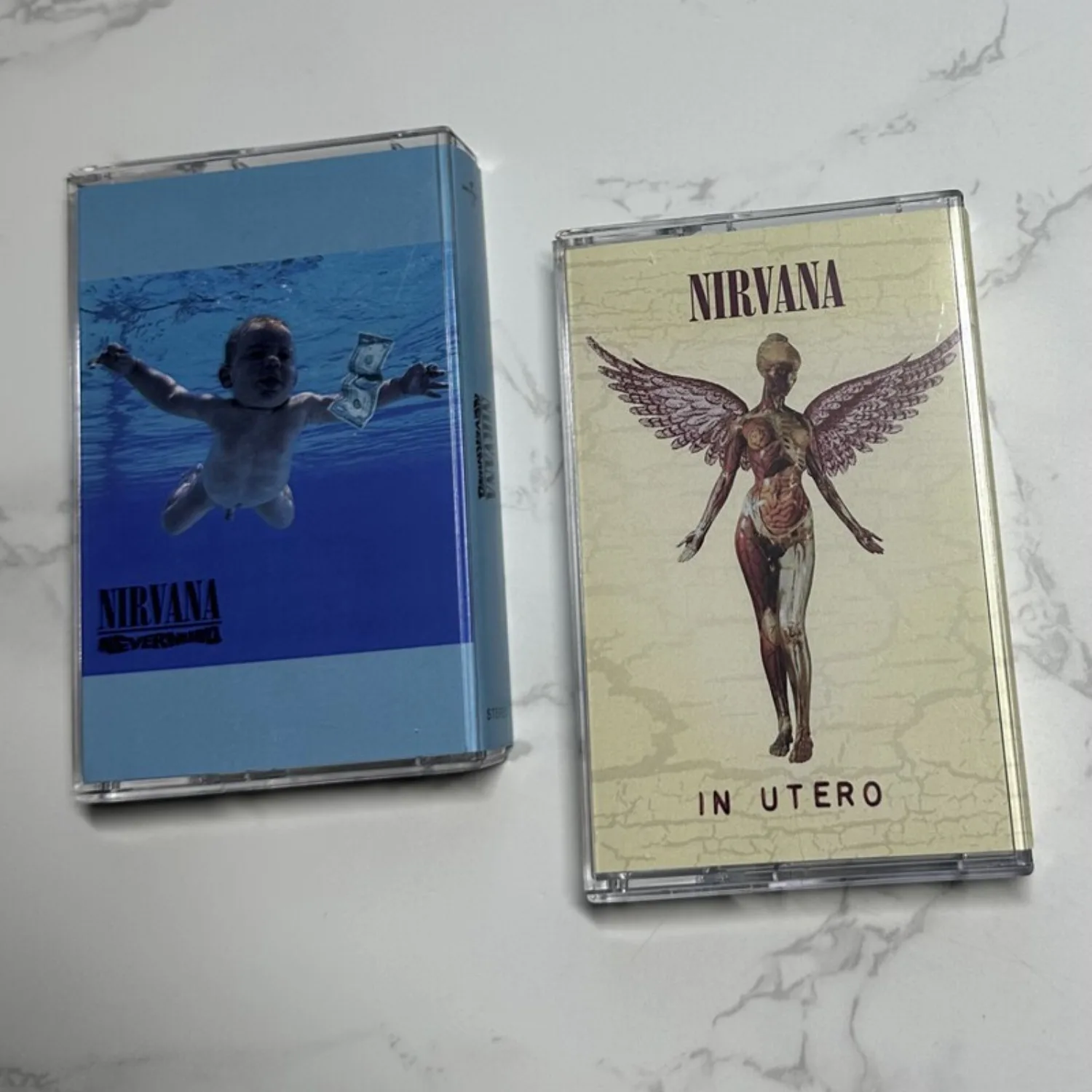

Nirvana Nevermind & in Utero 2-Pack Grunge Alternative Rock Audio Cassette Tapes Retro Vintage Analog Sound Collectible for Fans