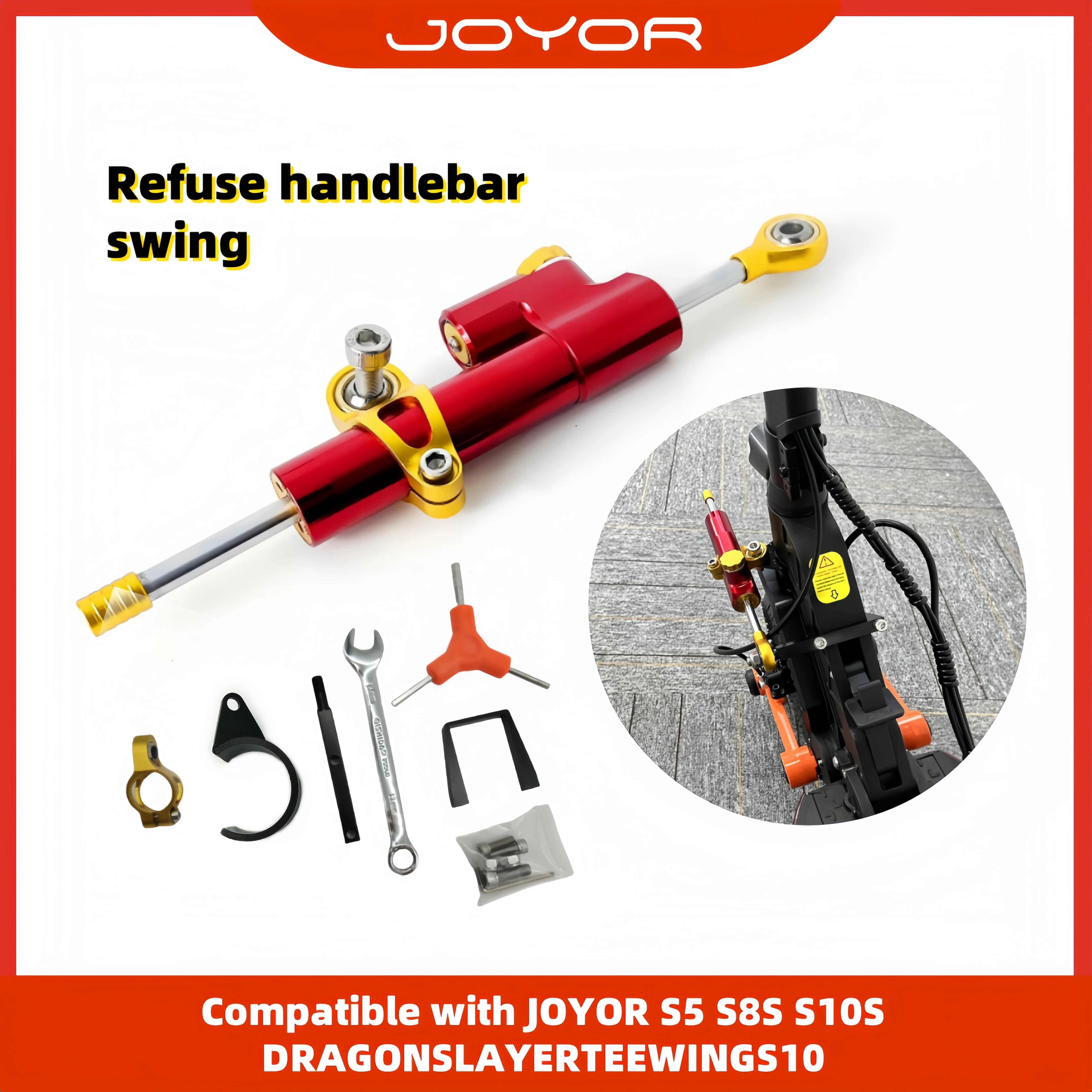 مثبط التوجيه لـ JOYOR سكوتر JOYOR S5 S8S S10S DRAGON SLAYER TEEWING S10 رفض الموت المتذبذب المقود سوينغ #1