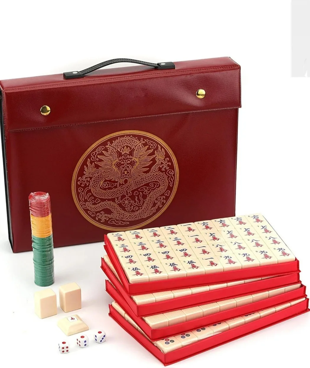 

Chinese Mahjong Set X Large 144 Numbered 1 5 Inch Tiles Majiang Mah Jongg in Case