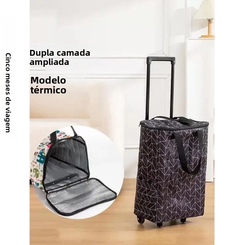 ポータブル折りたたみショッピングカート-プルロッド付き-野菜購入カート-家庭用小型トレーラー-スタッキングショッピングバッグ-ステンレス鋼