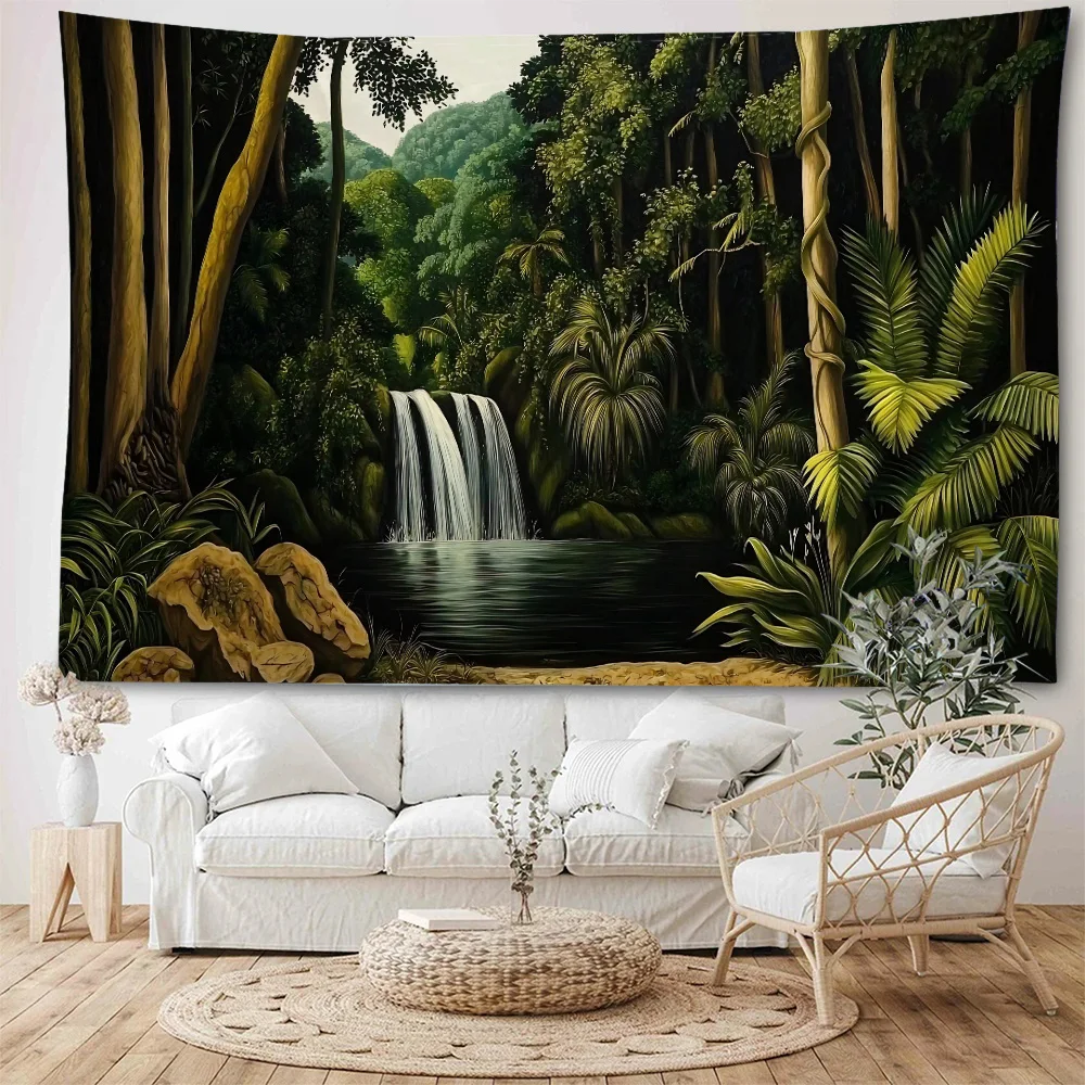 Mysterious and Strange Amazon Primitive Forest Landscape Decoration Tapestry Home Bedroom Background Decoration Tapestry