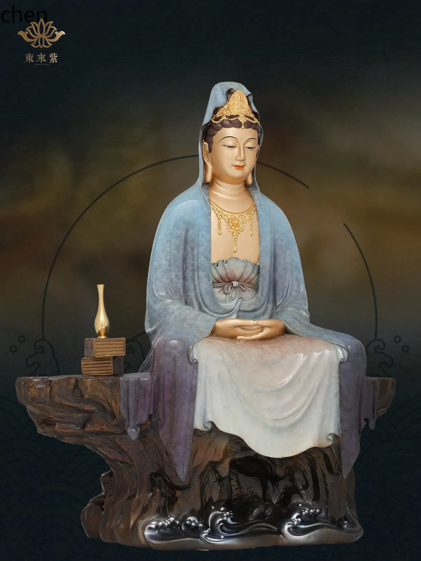 Cz zen meditation guanyin buddha statue bronze guanyin statue brass home worship