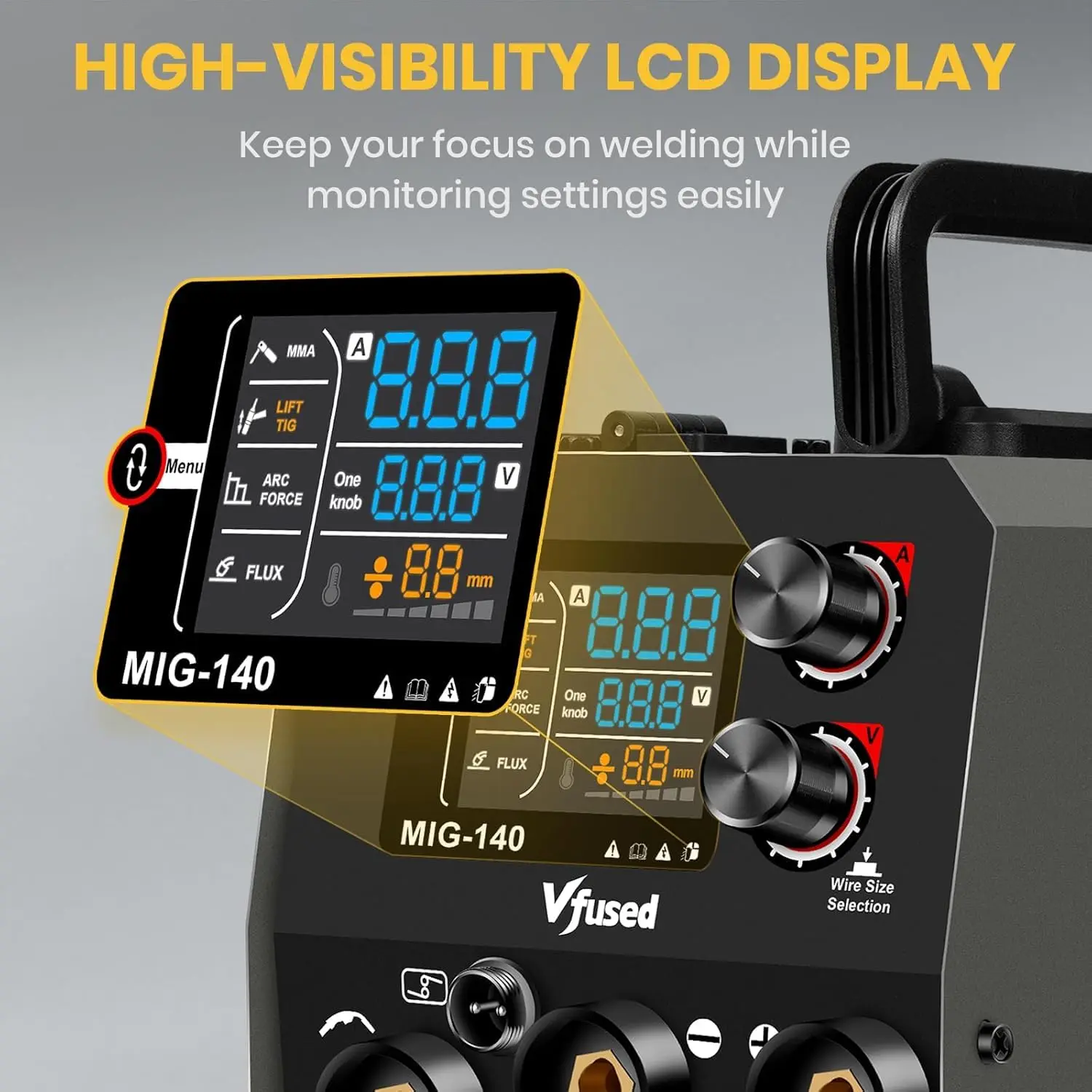 MIG Welder 110V 140A, Flux Core Welder, 3 in 1 MIG/Lift TIG/Stick Welding Machine, Portable Gasless Welder with 1lb