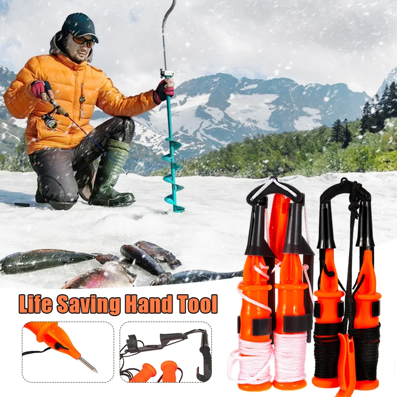 Ice Fishing Claw Ice Awl Rescue Safety Awls With Whistle Ice Spike Lanyard Outdoor Emergency Survival Safety Life Saving Tools