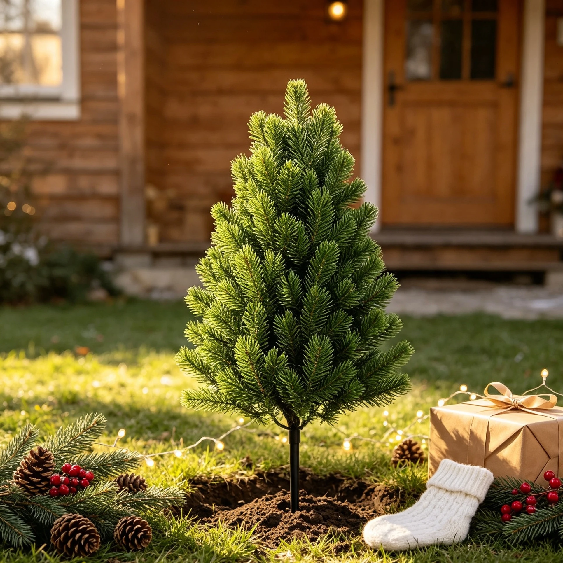 Christmas Tree Artificial - 1/3 Stück Künstliche Pflanzen Weihnachts-Kiefernstiel Wanddekoration
