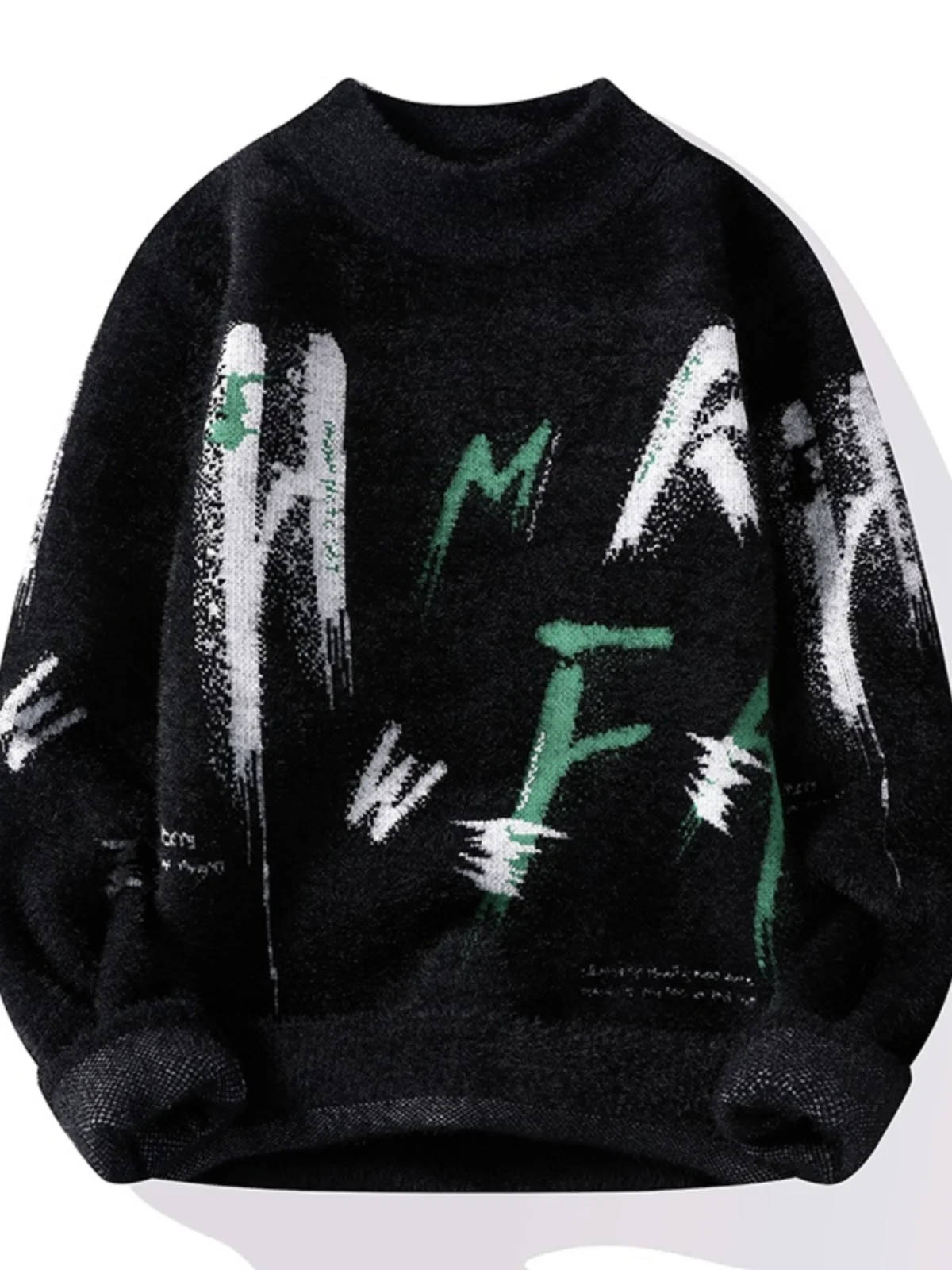 

Thiened f-High Collar Fake Mink Knitted Sweater Men's Faion Brand New 2023 Winter Warm Knitwear Casual Slim Fit Long S...