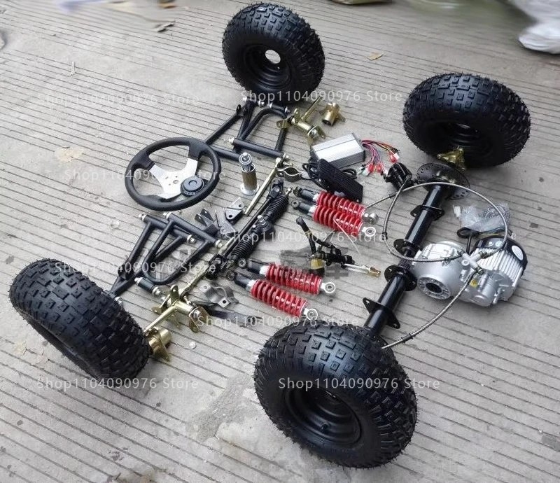 Accessoires de kart à quatre roues modifiés, bricolage, suspension avant, direction, arbre différentiel, moteur d'entraînement, essieu arrière, pneu de 6 pouces