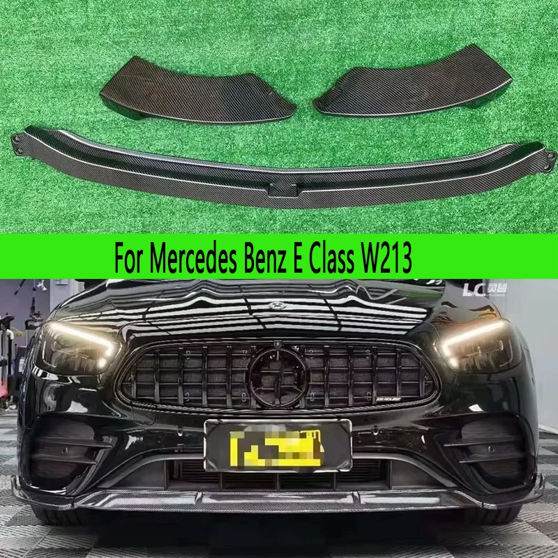 

For Mercedes Benz E Class W213 E53 E260 E300 2015-2022 Carbon Fiber Car Front Bumper Lip Front lip Front Chin Spoiler Body Ki