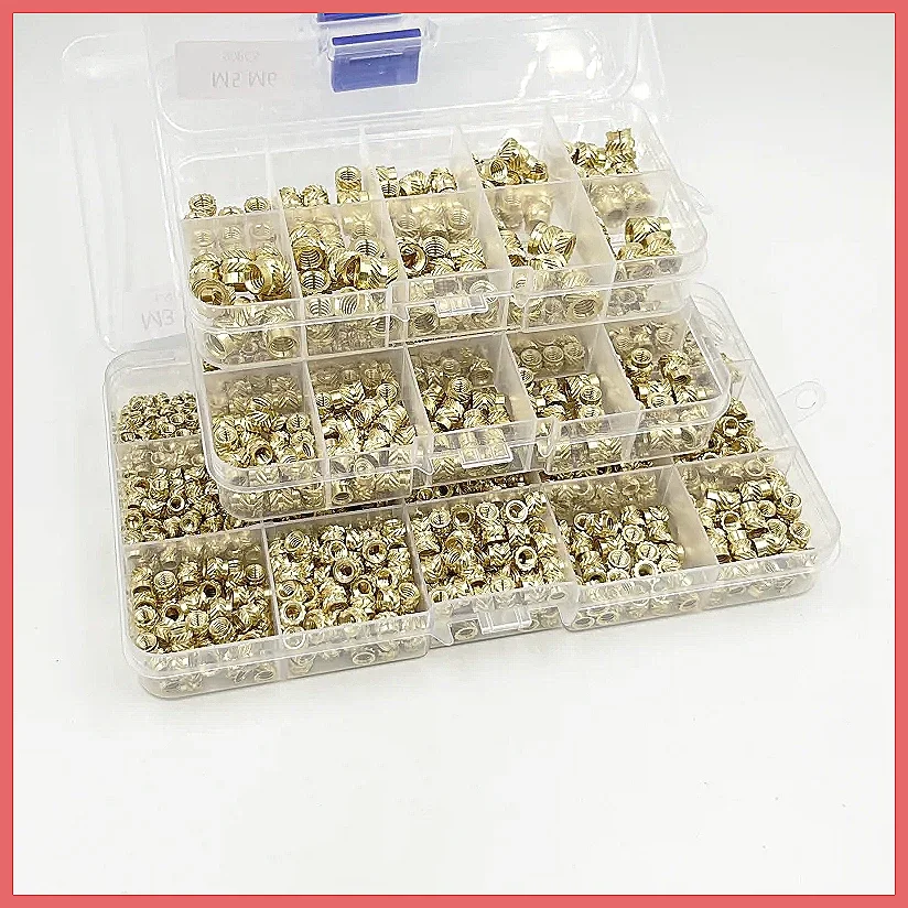 Brass Insert Nut Set M2 M2.5 M3 M4 M5 M6, Hot Melt Knurled Thread, Double Twill Injection Embedment Copper Nuts for 3D Printi