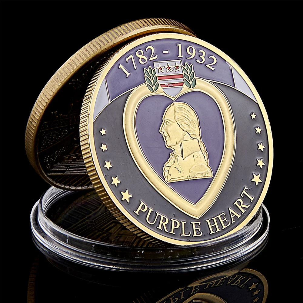 1782-1932 American Purple Heart Gold Plated For Military Merit Commemorative Challenge Coin