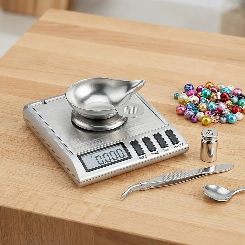 Báscula Electrónica Mini de 50 G / 20 G con Pantalla Digital, Báscula de Joyería de Alta Precisión de 0.001 G, Báscula Electrónica Micro de Acero Inoxidable