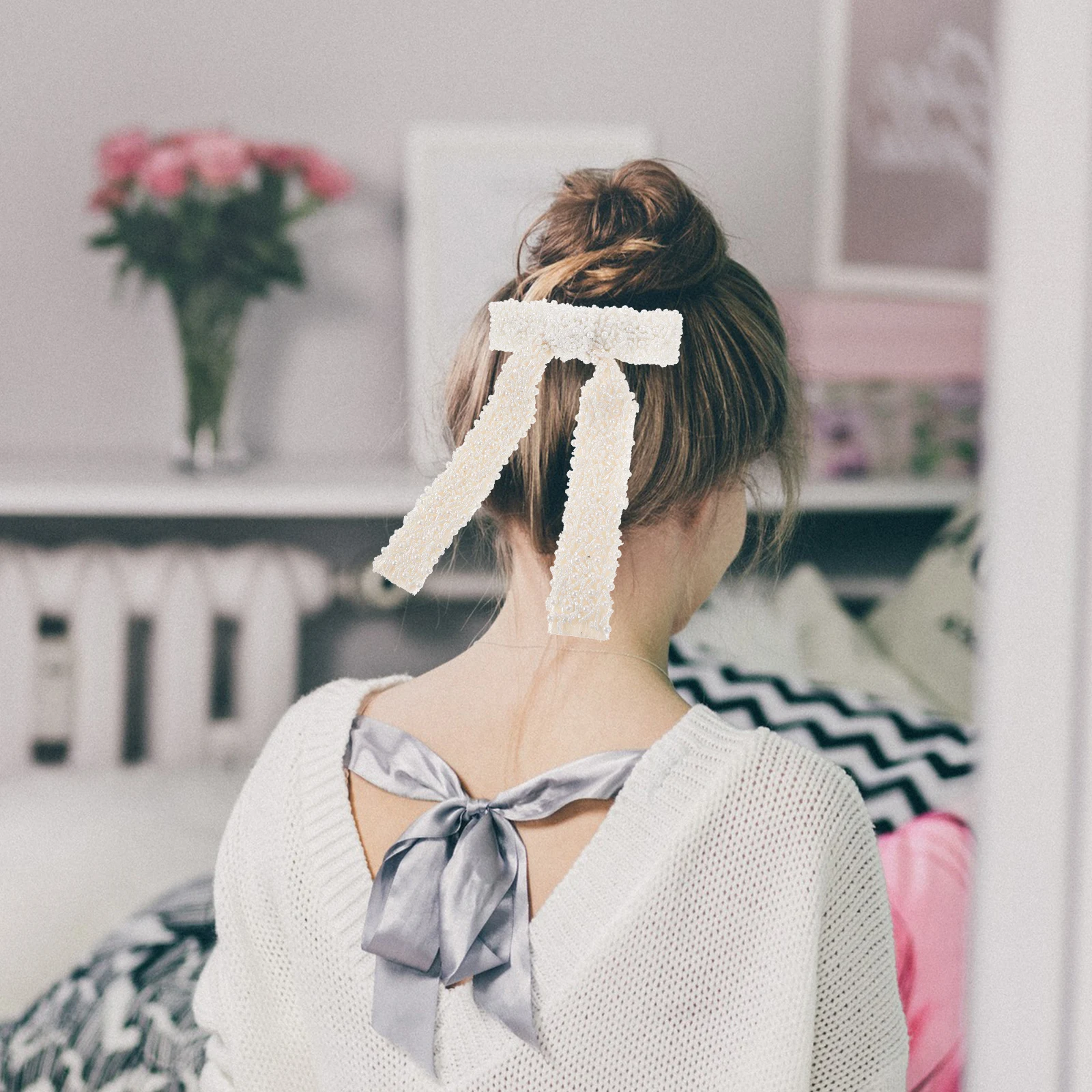 

Pearl Clips Big Bow Elegant Barrettes for Women Girls Stylish Accessories Fabric Ponytail Durable Sophisticated Design for Women