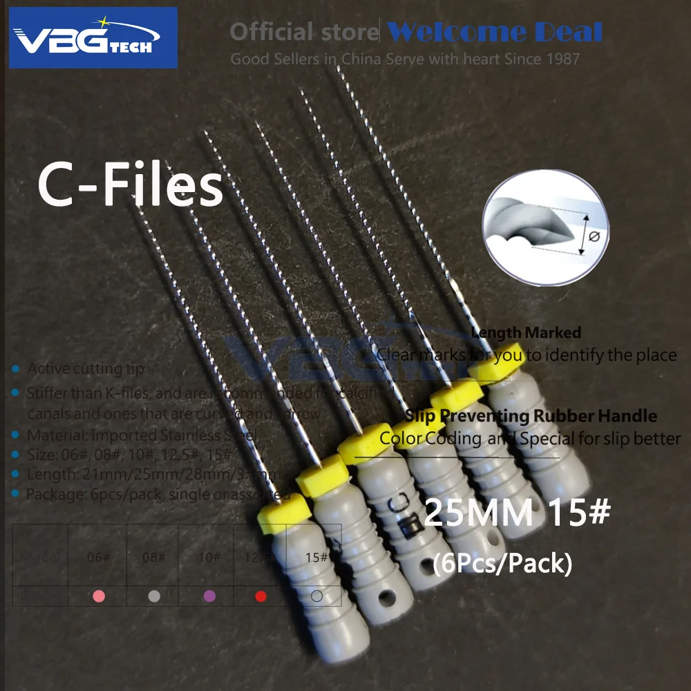 Dental C+ C-pilot File 25mm 6-10# 12.5#15# 8# Stainless Steel C+ Files 21mm Endodontic D Finder 6pc/pack Endodontic Instrument