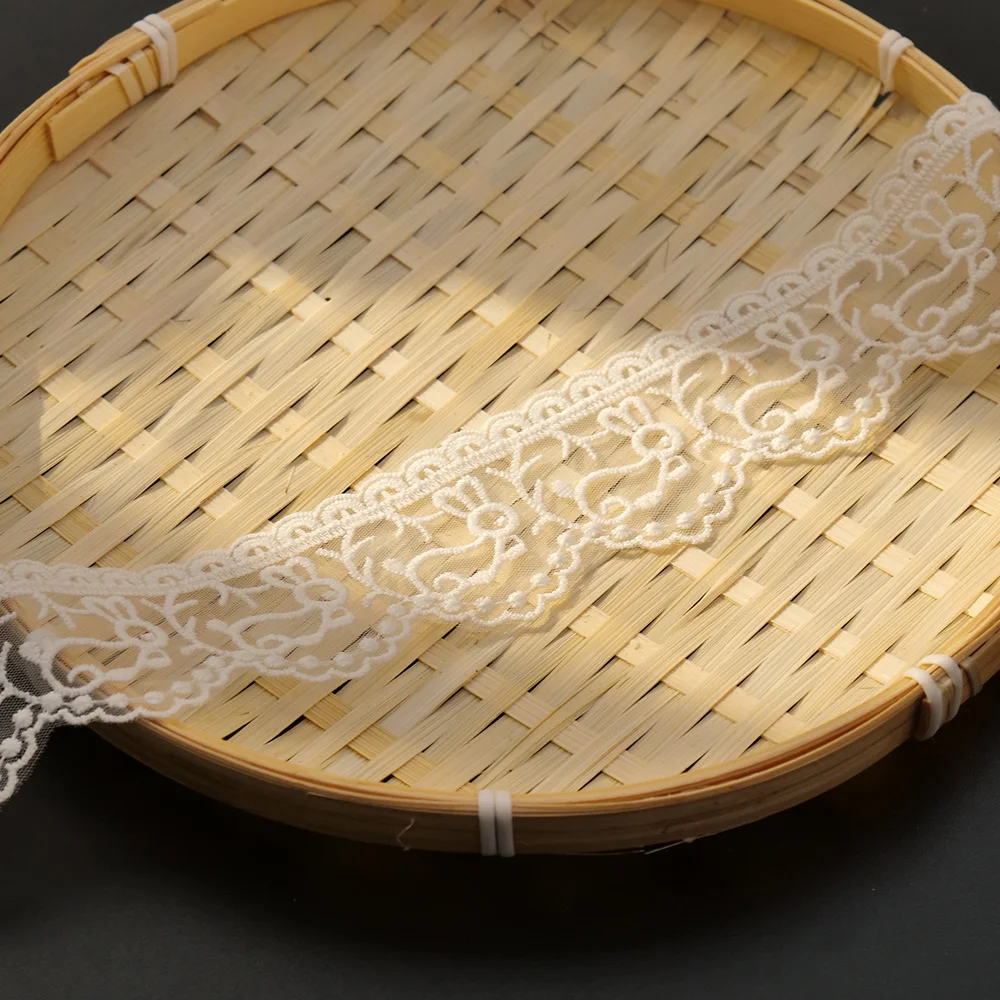 2Meters Bunny Lace Trim Embroidered Sewing Ribbon 45mm Wide Patchwork For Dress DIY Clothing Needlework Decorative Fabric