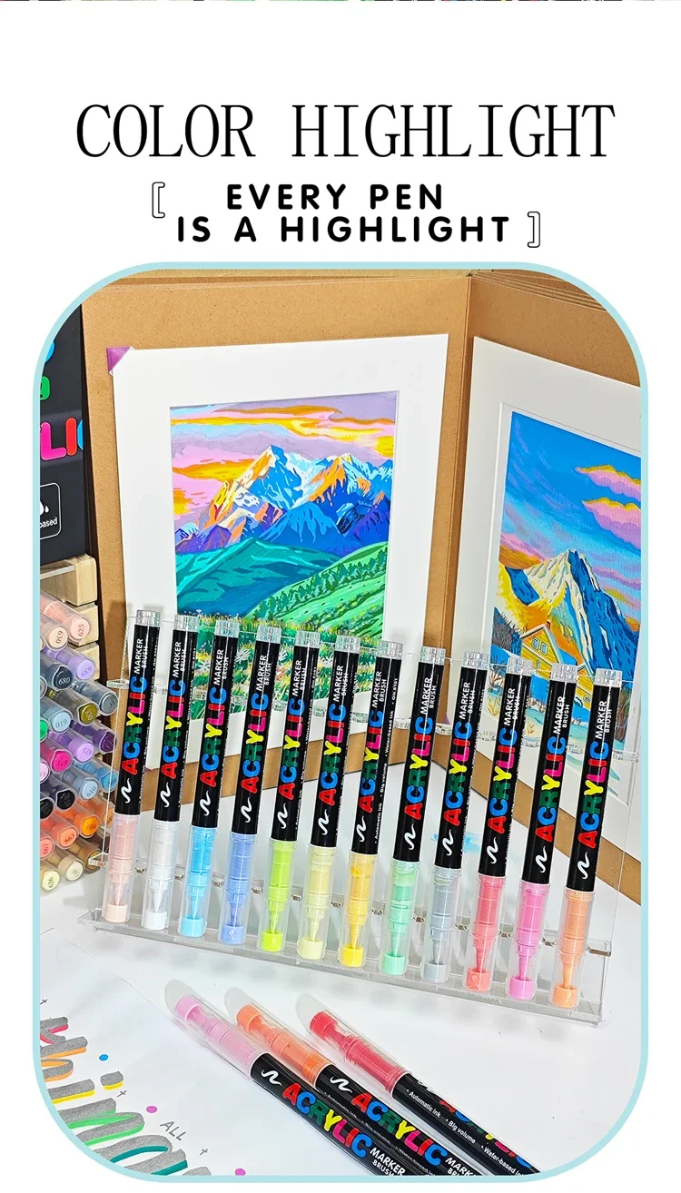 Guangna Acryl-Farbmarker, Pinselspitze, direktes Steuerungssystem für flüssige Tinte, professioneller Farbstift für jede Oberfläche – Detail 14