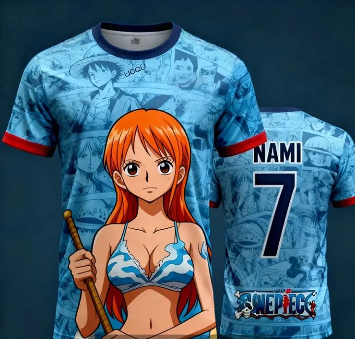 

One Piece T-shirt for Men, Summer Luffy, Zoro, Ace Anime Merchandise, Short Sleeve, Trendy Brand