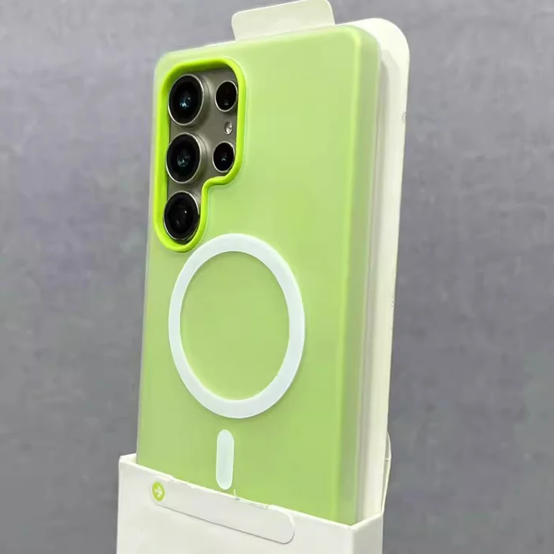 For Magsafe Wireless Charge Case for Samsung Galaxy S26 S25 FE S22 S23 Plus S24 Ultra Candy Color 2 IN 1 Magnetic Cover product photo