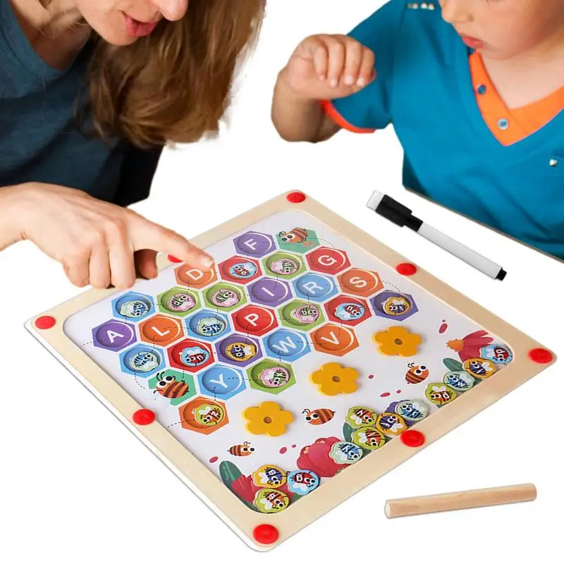 Magnetic Maze Puzzles Hexagonal Writing Tablet For Kids 2 In 1 Drawing Tablet Writing Drawing Pads For Kids Wooden Hexagonal