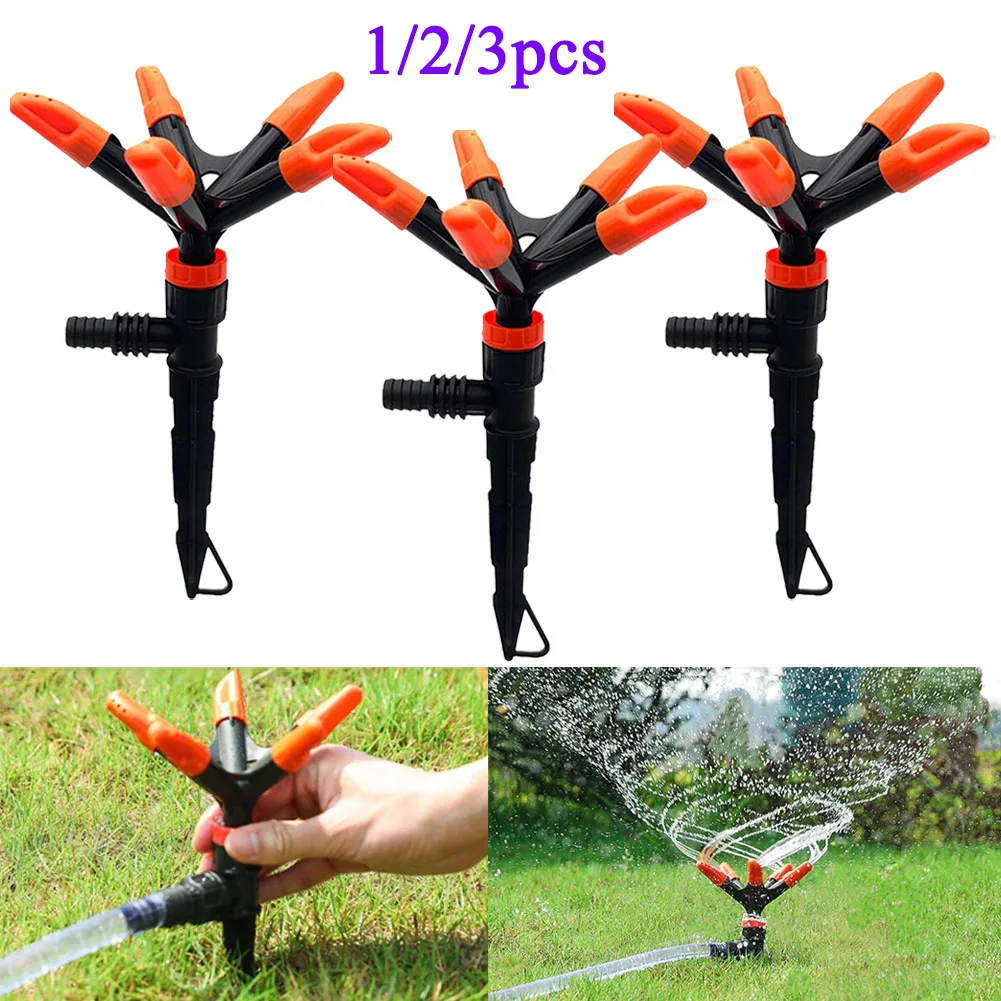 1/2/3PCS 360 Degree Rotating 5-nozzle Automatic Sprinkler For Watering Flowers, Vegetables, Water Pipes, Garden Lawn Irrigation