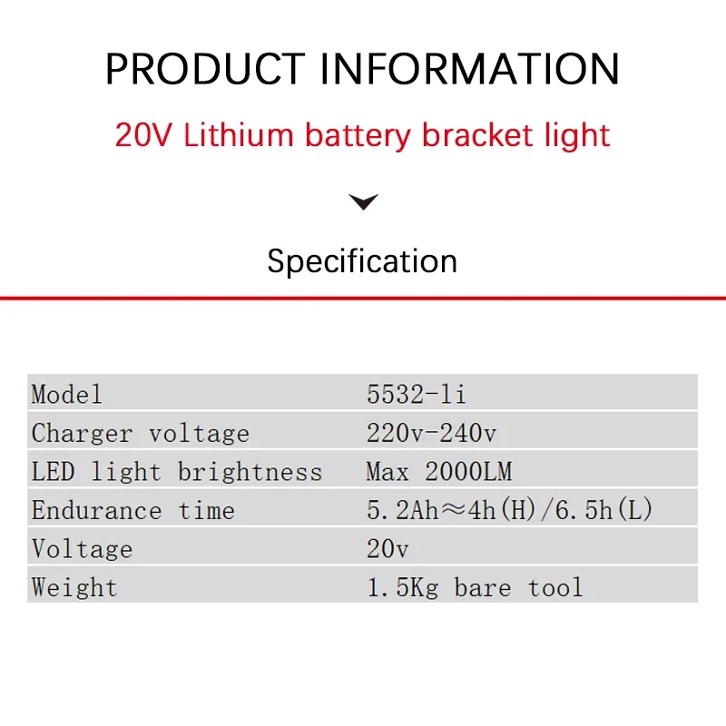 Devon Camping Light Rechargeable 5532-li 20v 2000lm 360 Degree Rotate Portable Outdoor Universal Flex Battery Platform