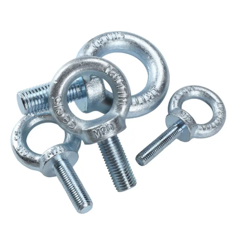 

10 PCS Factory Low Price M8/M10/M12/M16/M20 Galvanized High Strength Round Stud Ring Bolt Carbon Steel Lifting Hangers Eye Bolts