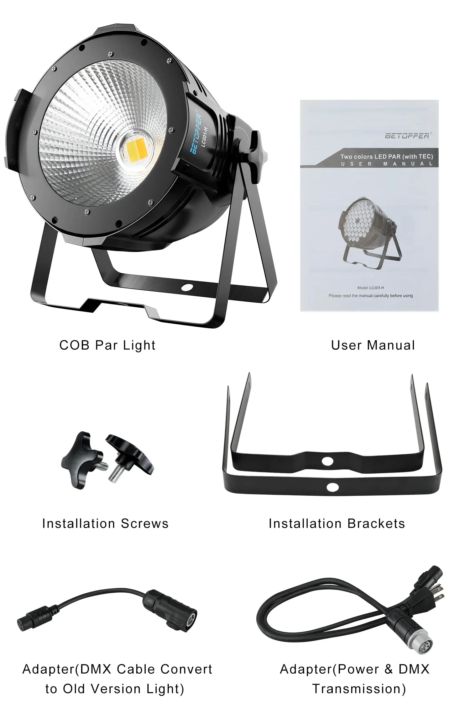 BETOPPER Stage Spotlight COB 100W LED DMX Light Warm/Cold White Spot Light Aurora lighting for Church Theater Stage lighting