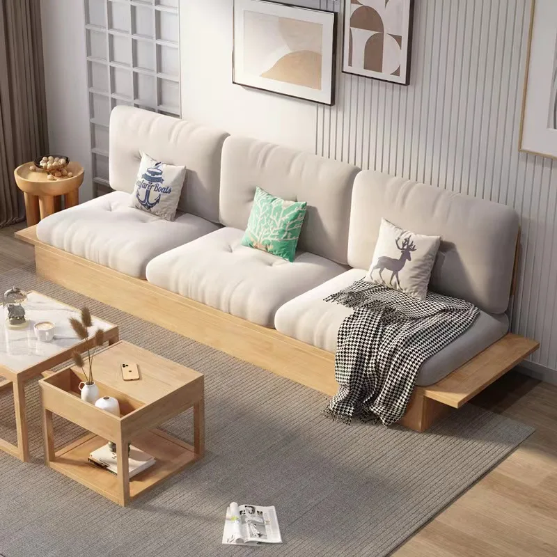 

Nordic Japanese cloud solid wood sofa living room simple modern