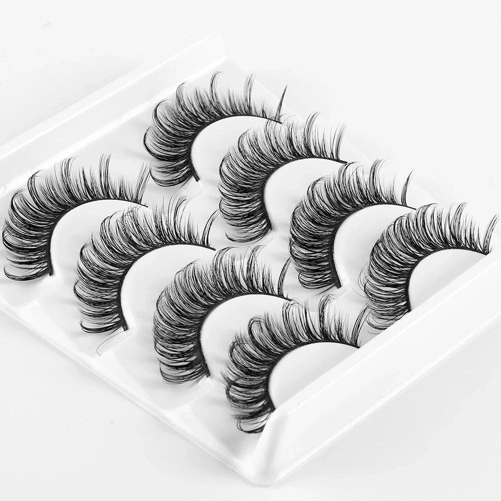 Russian Strip Lashes 4 paia 3D ciglia finte ciglia di visone soffici ciglia russe D Curl ciglia finte trucco ciglia