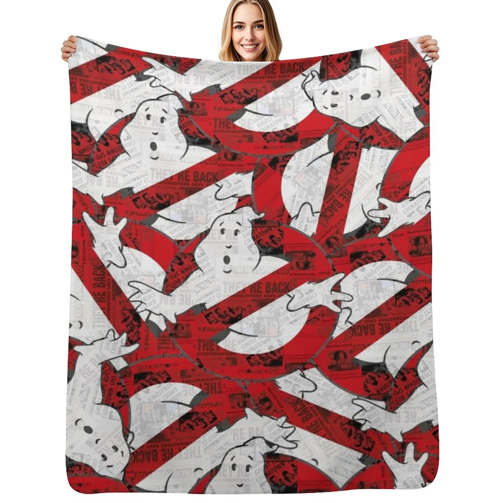 The GhostBusters logo pattern Throw Blanket Cozy Home Blanket Gift for Christmas Holiday