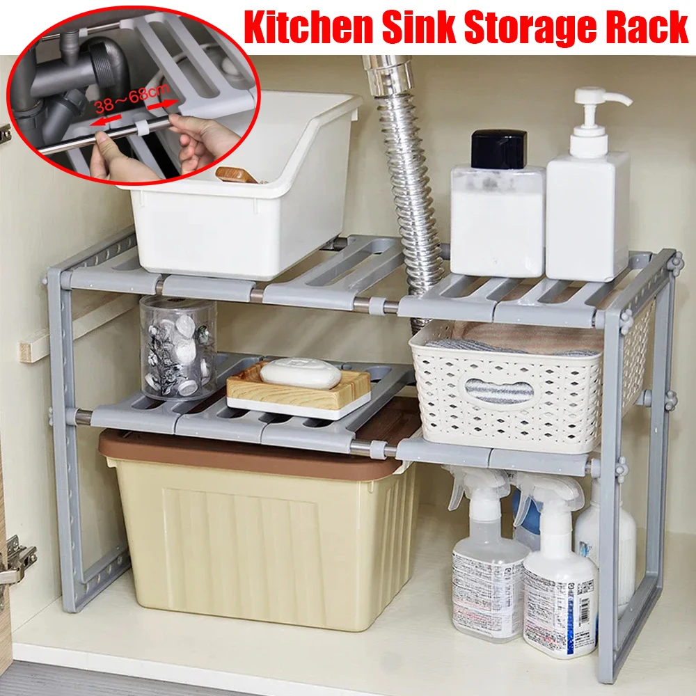 

Adjustable Length Cabinet Organizer Shelves, Stackable Kitchen Counter Shelves, Cabinet Organizer and Storage, Pantry Organizer